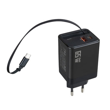 Incarcator Rapid 65W cu cablu USB - C retractabil + Porturi USB - C & USB - A - Voltres