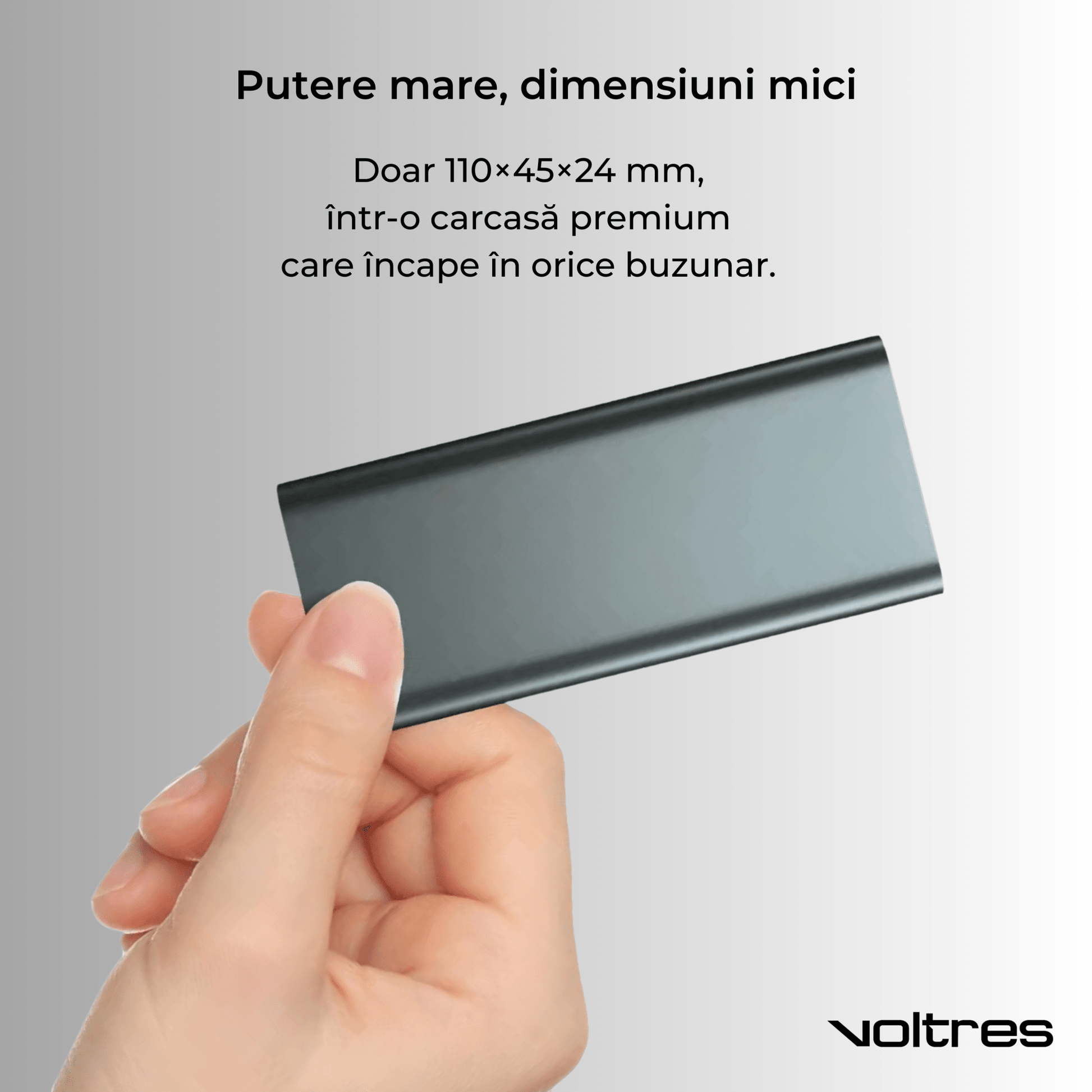 Baterie externă 10000mAh 45W, Negru - Voltres