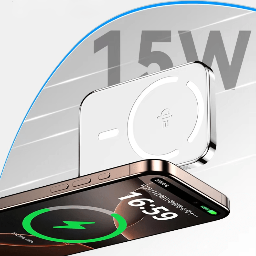Baterie externa 10000mAh Qi2 15W Wireless, 20W Cablu, Aluminiu - Voltres