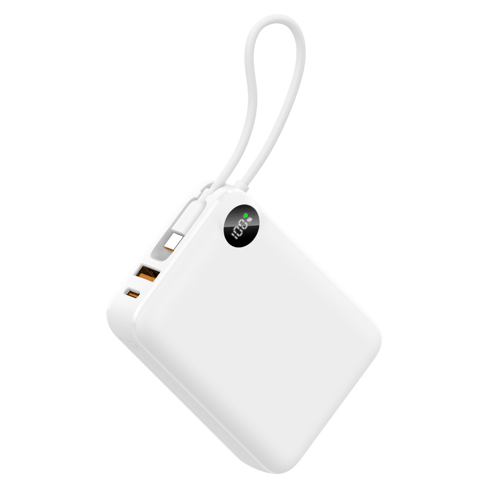 Baterie Externă 20000mAh 22.5W, Cablu USB - C Inclus & USB - C, Alb - Voltres