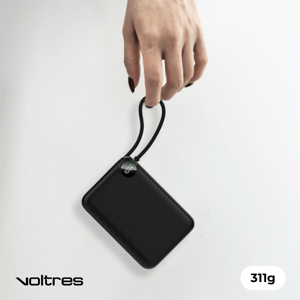 Baterie Externă 20000mAh 22.5W, Cablu USB - C Inclus & USB - C, Negru - Voltres