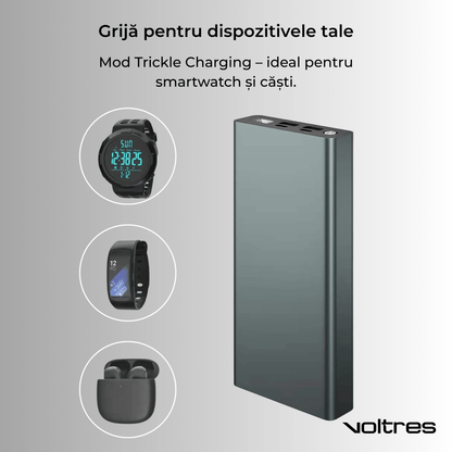 Baterie externă 30000mAh 100W, 2x USB - C & 2x USB - A, Negru - Voltres