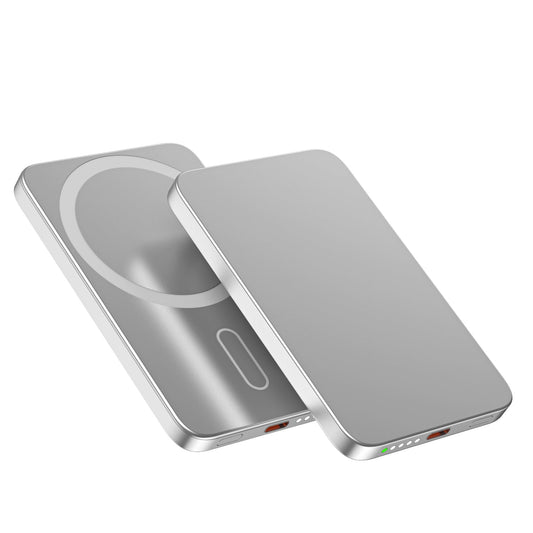 Baterie externă 5000mAh 15W, Aluminiu, Light Gray - Voltres