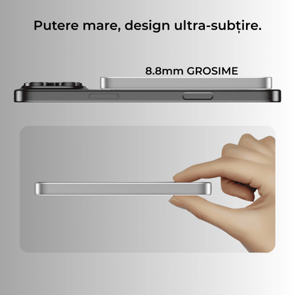 Baterie externă 5000mAh 15W, Aluminiu, Light Gray - Voltres