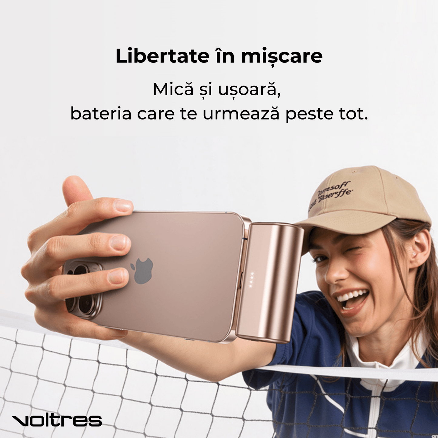 Baterie Externă 5000mAh 22.5W, USB - C Integrat, Aluminiu, Gri - Voltres