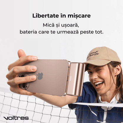 Baterie Externă 5000mAh 22.5W, USB - C Integrat, Aluminiu, Gri - Voltres