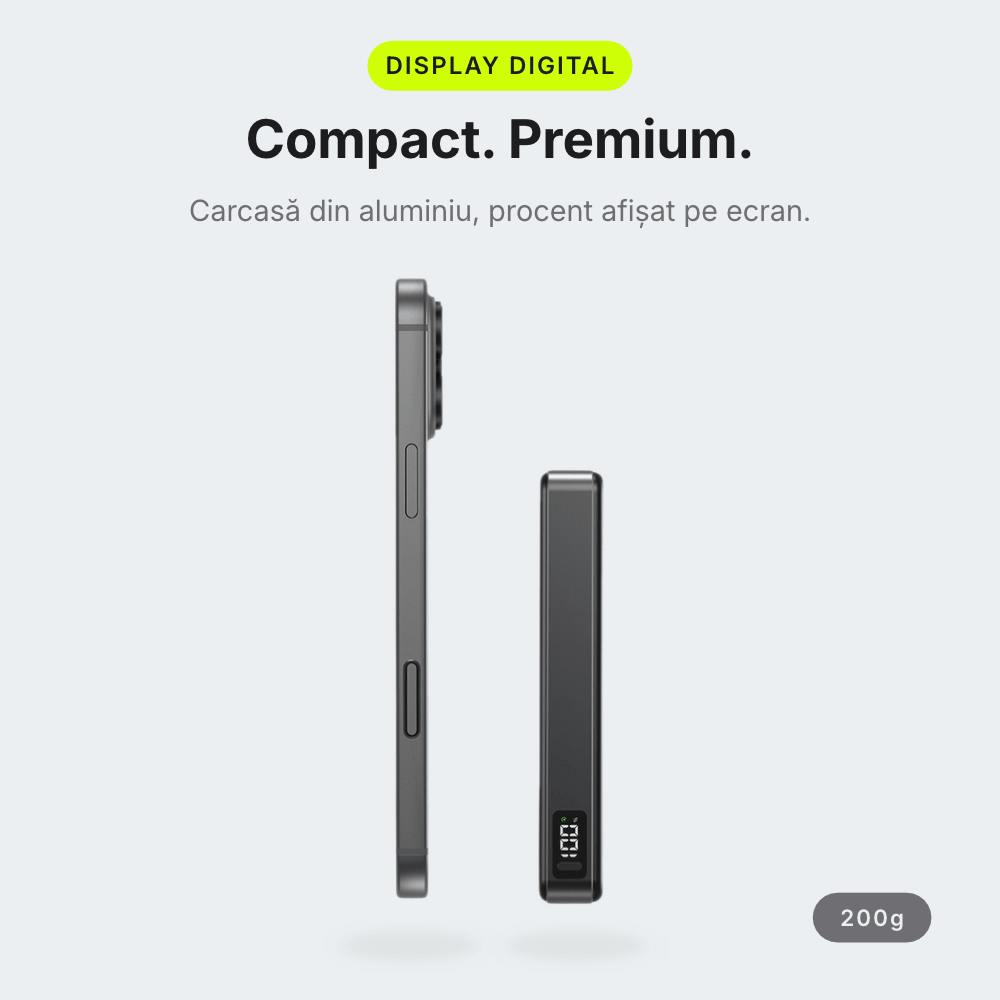 MagCore Pro — Baterie Externă cu Încărcare Wireless 10.000mAh · Qi2 25W · 45W Cablu - Voltres