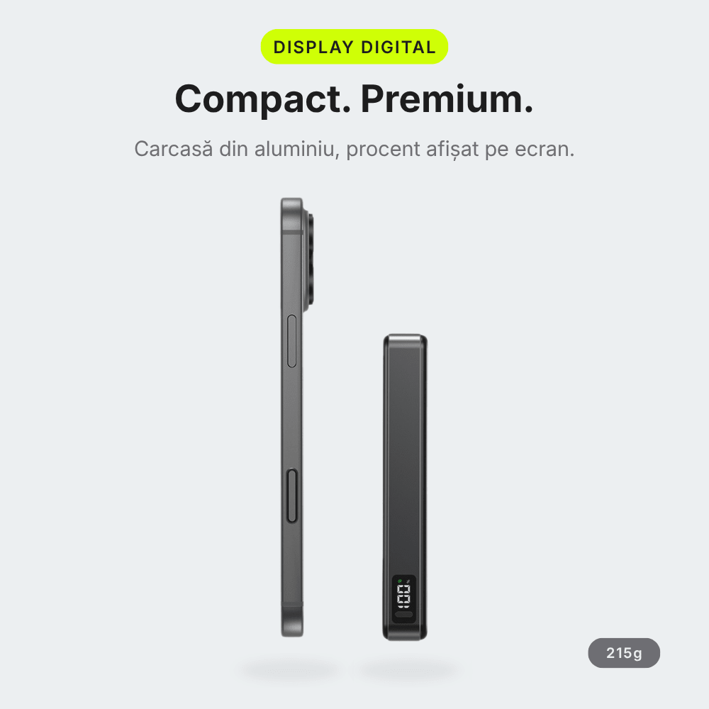 MagCore Pro — Baterie Externă cu Încărcare Wireless 10.000mAh · Qi2.2 25W · 45W Cablu - Voltres