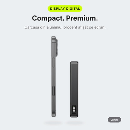 MagCore Pro — Baterie Externă cu Încărcare Wireless 10.000mAh · Qi2.2 25W · 45W Cablu - Voltres