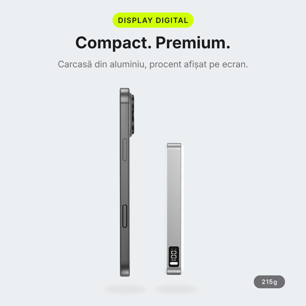 MagCore Pro — Baterie Externă cu Încărcare Wireless 10.000mAh · Qi2.2 25W · 45W Cablu - Voltres
