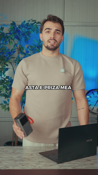 Nomad — Baterie externă 27.000mAh · 165W · Cablu retractabil 70cm USB-C · 3 porturi · Aluminiu