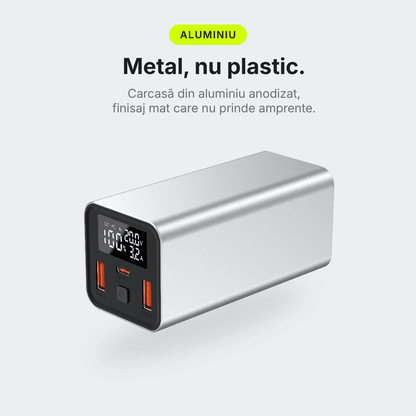 Pulse 65 — Baterie externă 20.000mAh · USB-C 65W · 3 porturi · Aluminiu - Voltres