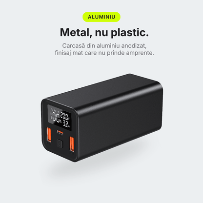 Pulse 65 — Baterie externă 20.000mAh · USB-C 65W · 3 porturi · Aluminiu - Voltres